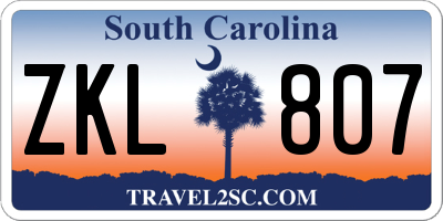 SC license plate ZKL807