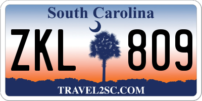 SC license plate ZKL809