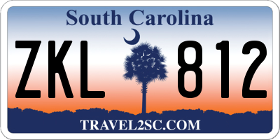 SC license plate ZKL812