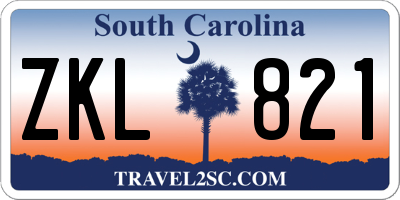 SC license plate ZKL821