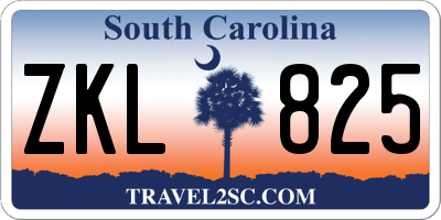 SC license plate ZKL825