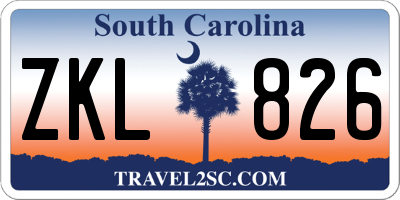 SC license plate ZKL826