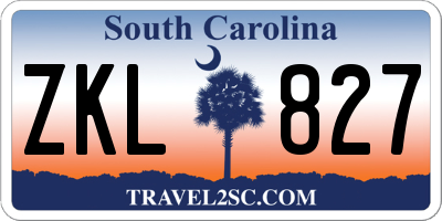 SC license plate ZKL827
