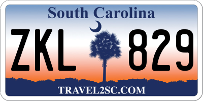 SC license plate ZKL829