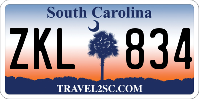 SC license plate ZKL834