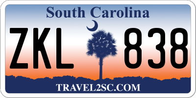 SC license plate ZKL838