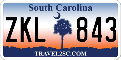 SC license plate ZKL843