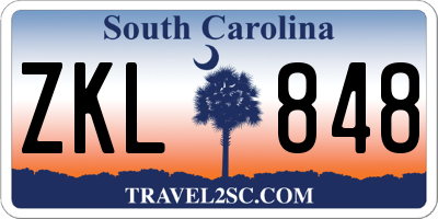 SC license plate ZKL848
