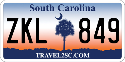 SC license plate ZKL849