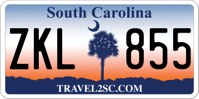 SC license plate ZKL855