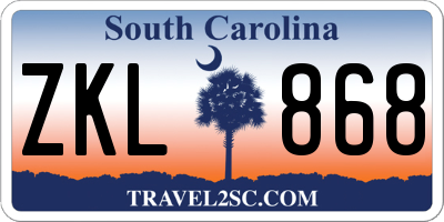 SC license plate ZKL868