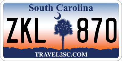 SC license plate ZKL870