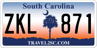 SC license plate ZKL871