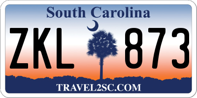 SC license plate ZKL873