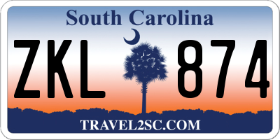 SC license plate ZKL874
