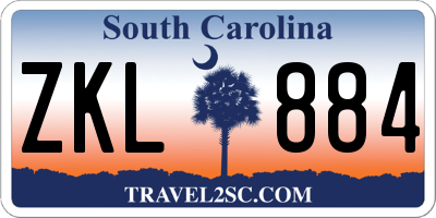 SC license plate ZKL884