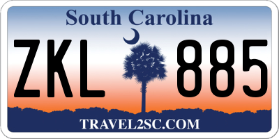 SC license plate ZKL885