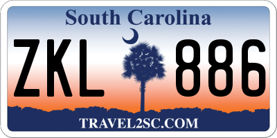 SC license plate ZKL886