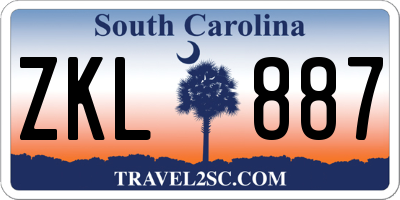 SC license plate ZKL887