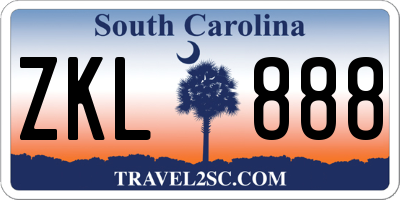 SC license plate ZKL888