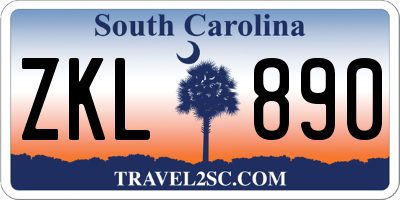 SC license plate ZKL890