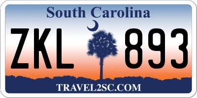 SC license plate ZKL893