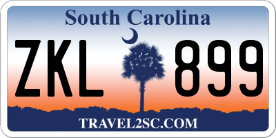 SC license plate ZKL899