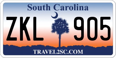 SC license plate ZKL905