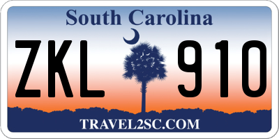 SC license plate ZKL910