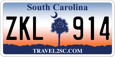 SC license plate ZKL914