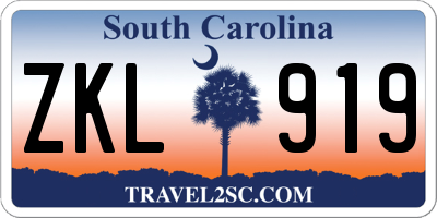 SC license plate ZKL919