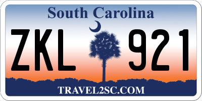 SC license plate ZKL921