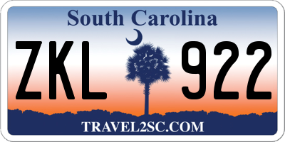 SC license plate ZKL922