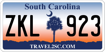 SC license plate ZKL923