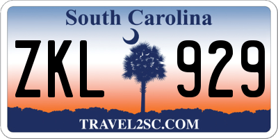 SC license plate ZKL929