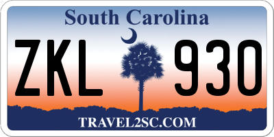 SC license plate ZKL930