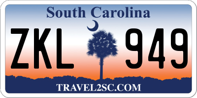 SC license plate ZKL949