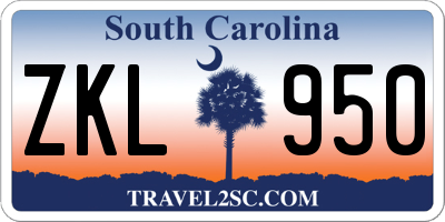 SC license plate ZKL950