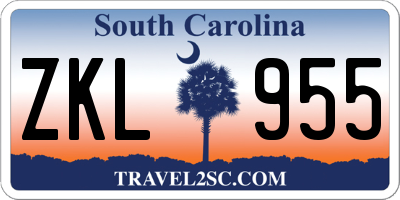 SC license plate ZKL955