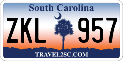 SC license plate ZKL957