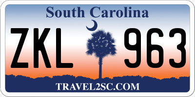 SC license plate ZKL963
