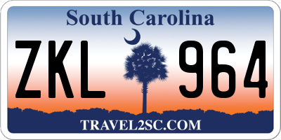 SC license plate ZKL964