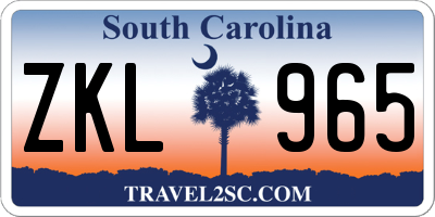 SC license plate ZKL965