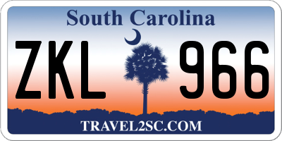 SC license plate ZKL966