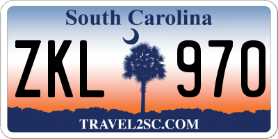 SC license plate ZKL970