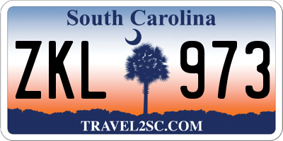 SC license plate ZKL973