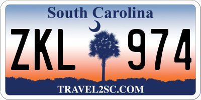SC license plate ZKL974
