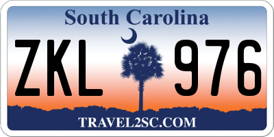 SC license plate ZKL976