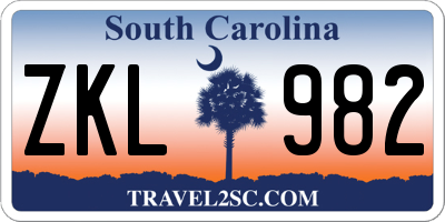 SC license plate ZKL982
