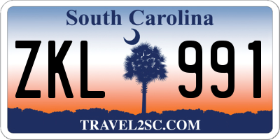 SC license plate ZKL991